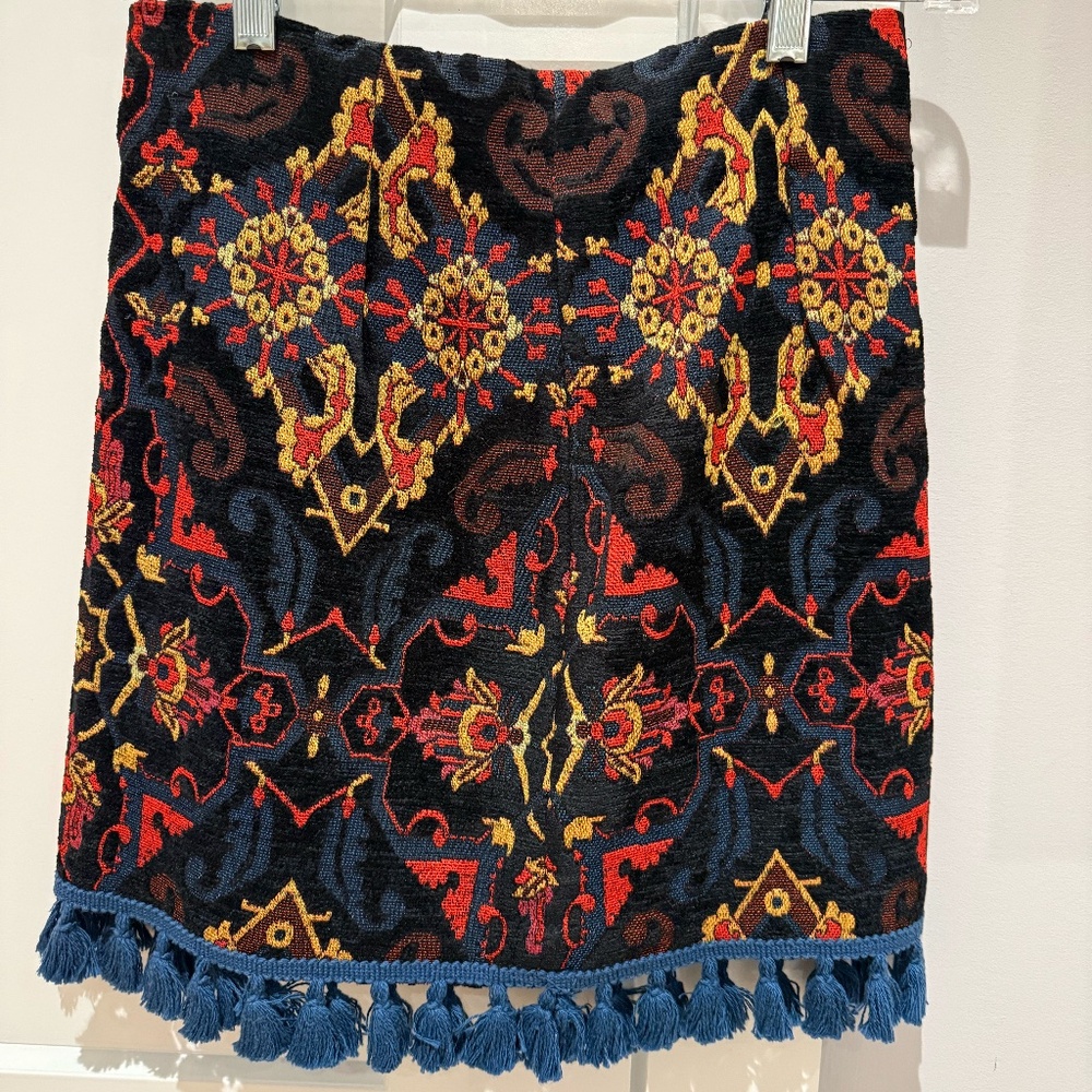 Zara fringe mini skirt black/blue/red/mustard size XS